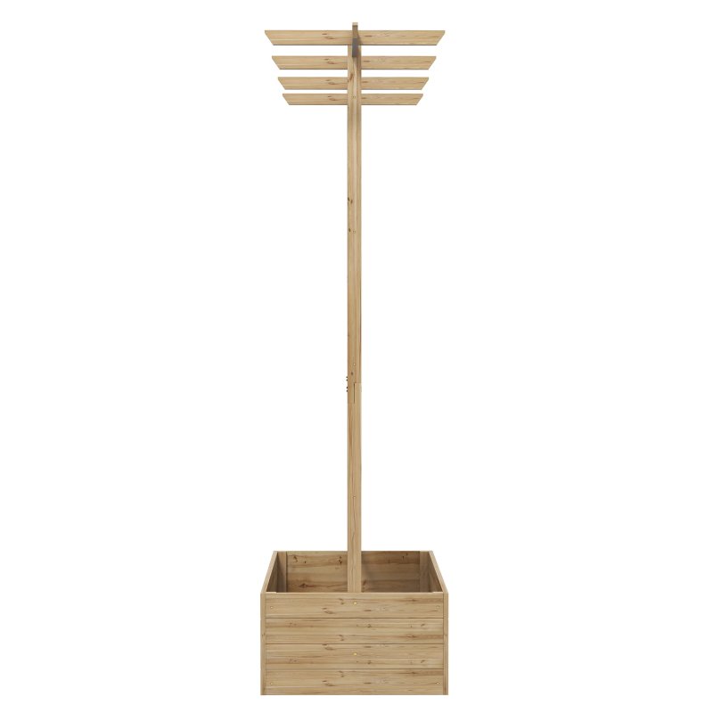 Outsunny Wood Planter with Trellis, Raised Garden Bed Privacy Screen Planter Box to Grow Vegetables, Herbs and Flowers for Garden, Patio, Deck, Natural