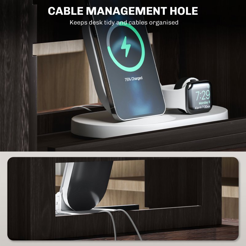 HOMCOM 4-Tier Desk Organiser, Multifunctional Assembled Desktop Organiser with Adjustable Shelves and Cable Management for Stationery, Office Supplies, Paper, Dark Brown