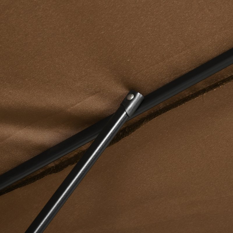Outsunny 3x2m Garden Parasol Umbrella with Tilt and Crank, Outdoor Sun Shade Canopy with Aluminium Frame and Steel Ribs, Rectangular, Brown
