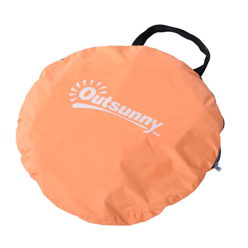 Outsunny Pop up Beach Tent, UV 30+ Portable Sun Shelter with Carry Bag, 2x1.5m for 2-3 Person, Orange