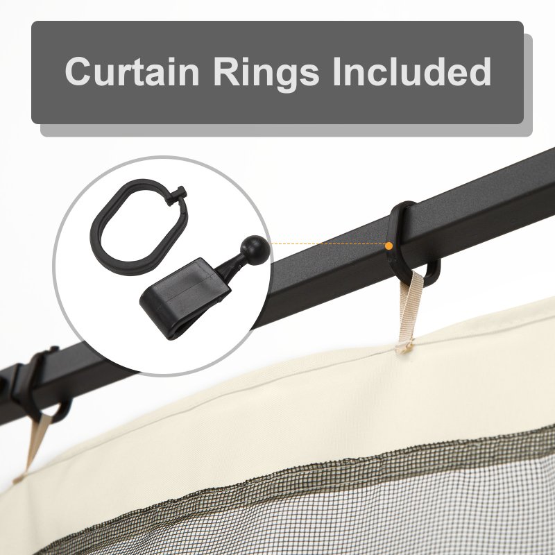 Outsunny fit 10x10ft Gazebo Universal Replacement Mosquito Netting for Patio Gazebos and Canopy Tents with Zippers for 3(m) x 3(m) Gazebo, (Sidewall Only) Beige