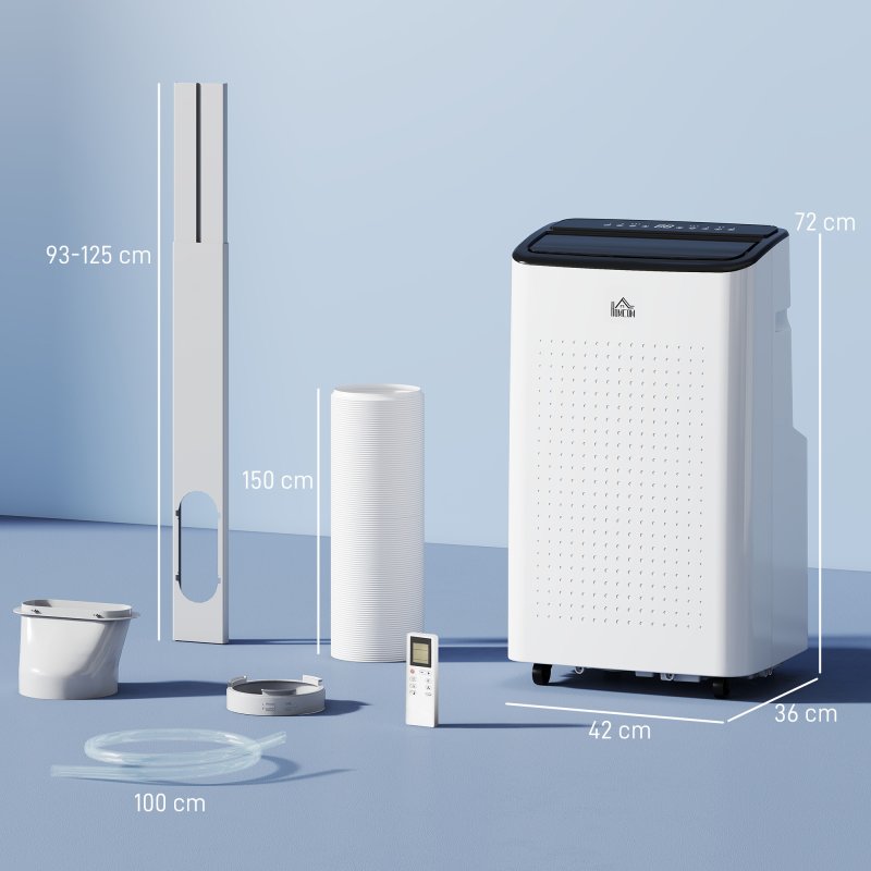 HOMCOM 12000 BTU Portable Air Conditioner, Smart Home WiFi Compatible, 3-in-1 Dehumidifier Cooler Fan, with Sleep Mode, Remote, 24H Timer, Window Venting Kit, A Energy Efficiency, 26m²