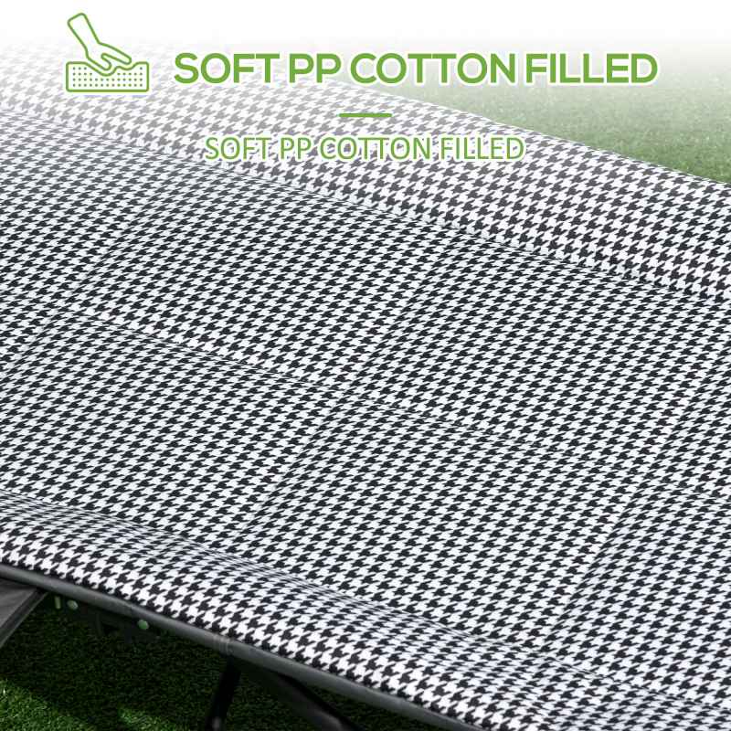 Outsunny Camping Bed for Adults, Single Folding Camp Bed, Padded Portable Camping Cot for Sleeping, with Carry Bag, Side Pocket and Cup Holder for Outdoor, Travel, Fishing, Black