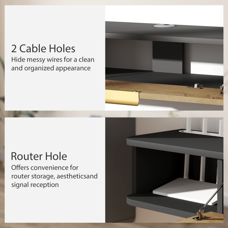 HOMCOM 120 cm Floating TV Stand Cabinet, Wall Mounted TV Cabinet with Open Compartments and Flip Door, Modern Entertainment Media Console for Living Room, Charcoal Grey