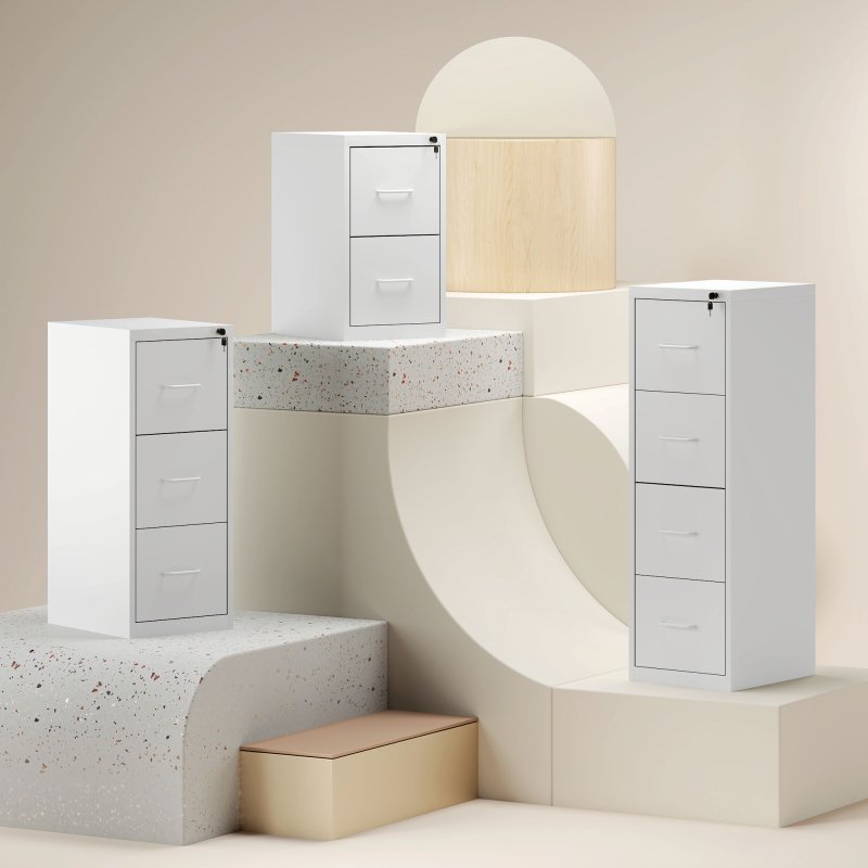 HOMCOM 4 Drawer Filing Cabinet, Vertical File Cabinet with Adjustable Hanging Bar for A4 and Letter Size, Steel Printer Stand for Home Office, White