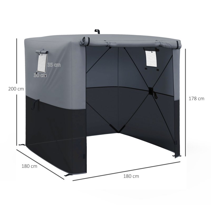 Outsunny Pop Up Gazebo with Sides, 2m x 2m Easy 1 Person Setup Party Tent with Carry Bag, Stakes, Ropes, Folding Multifunctional Instant Shelter, Black and Grey