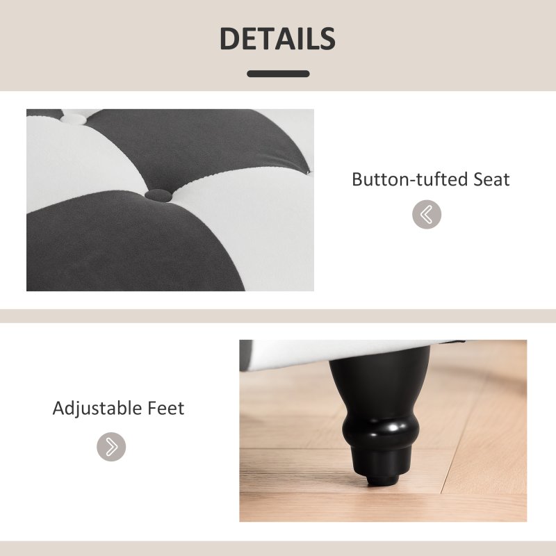 HOMCOM 114 x 47 x 47cm Velvet Storage Ottoman, Button-tufted Footstool Box, Toy Chest with Lid for Living Room, Bedroom