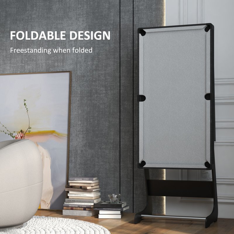 SPORTNOW Folding Pool Table Set, 104cm Mini Snooker Table with 2 Cues, 16 Balls, Chalk, Triangle, Brush, Portable Billiards Table for Youth and Adults, Grey