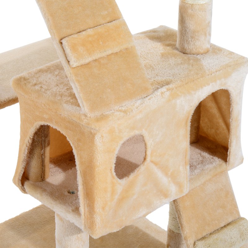 PawHut Cat Tree for Indoor Cats, 173 cm Cat Tower Scratching Post, Tall Climbing Tower, Activity Centre House, Cream