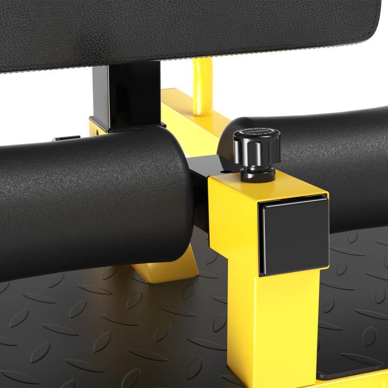 HOMCOM Squat Machine with Push Up Stand, Padded Hip Thrust Bench with Adjustable Cushion for Home Gym Work Out, Yellow