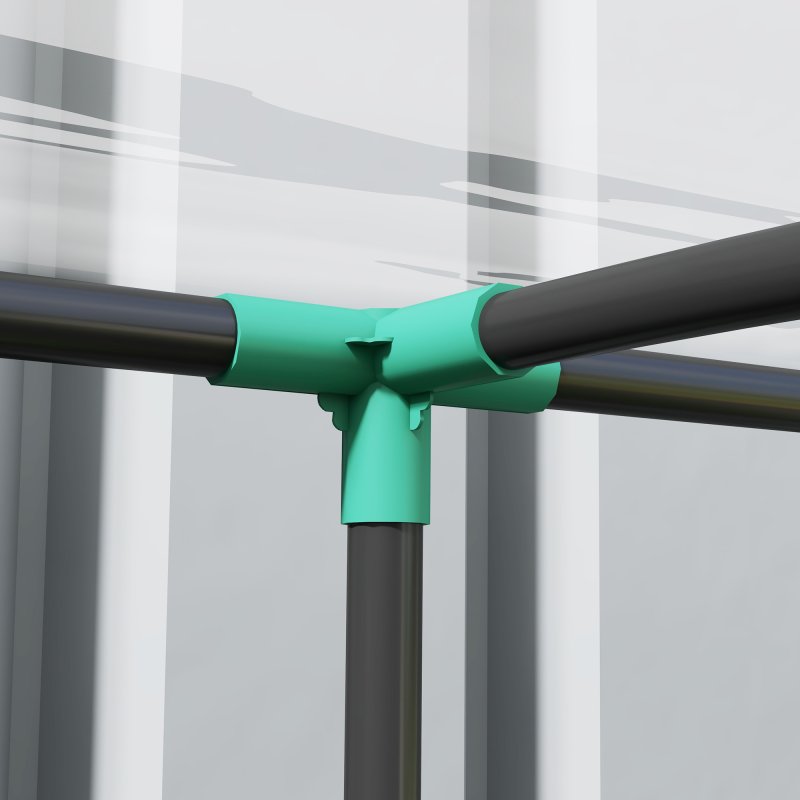 Outsunny Walk-In Greenhouse with Zipped Roll Up Doors, Lean-to Small Greenhouse with Plastic Cover and Sloping Top for Flowers, Vegetables and Herbs, 214cm x 118cm x 212cm, Clear