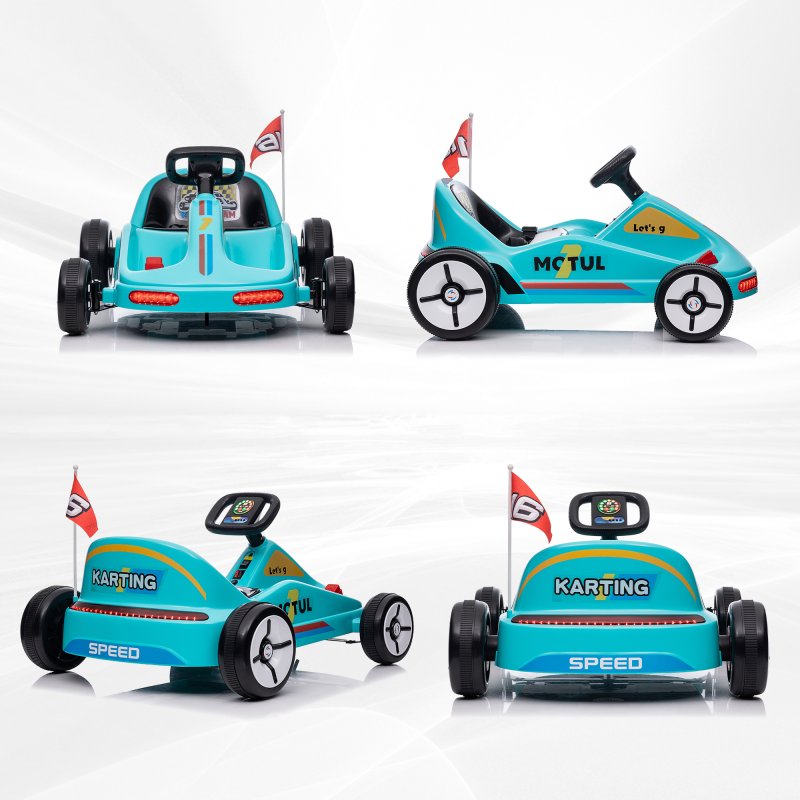 AIYAPLAY Electric Go Kart, 6V Battery Powered Kids Go Kart with Music, Light, Horn, Kids, Ride on Car for 3-5 Years, Blue