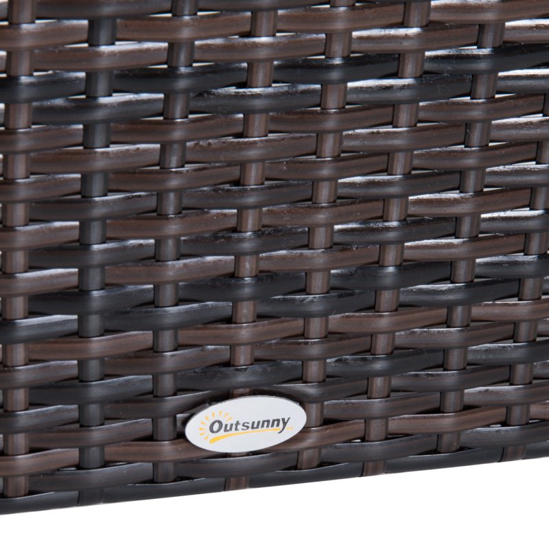 Outsunny Rattan Footstool Wicker Ottoman with Padded Seat Cushion Outdoor Patio Furniture for Garden Poolside Living Room, 50 x 50 x 35 cm, Brown