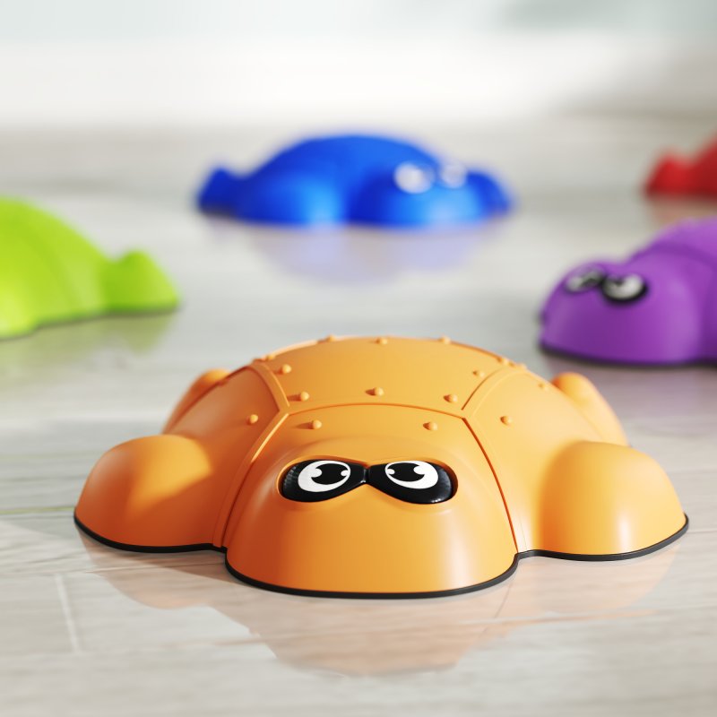 AIYAPLAY Balance Stepping Stones, 9-Piece Turtle-Shaped Stackable River Stones with Non-Slip Edge, Indoor Outdoor Obstacle Course for Kids Age 3-8 Years, Multicoloured