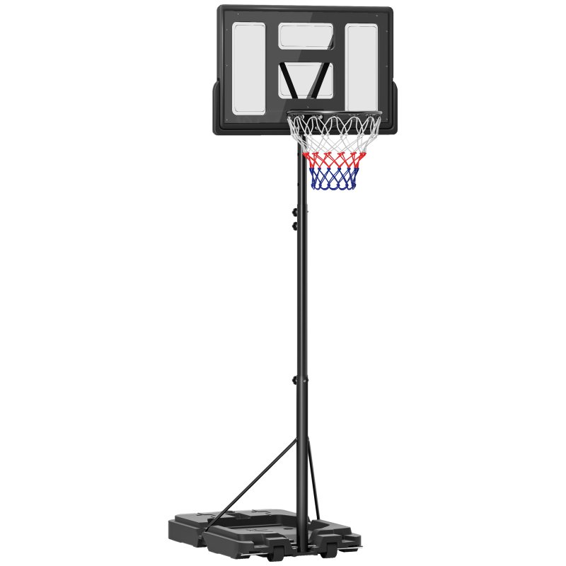 SPORTNOW Basketball Hoop Outdoor, Basketball Hoop and Stand with 10-Level Adjustable Height, Weighted Base, Portable on Wheels, 2.3-3.05m, for Teens, Adults