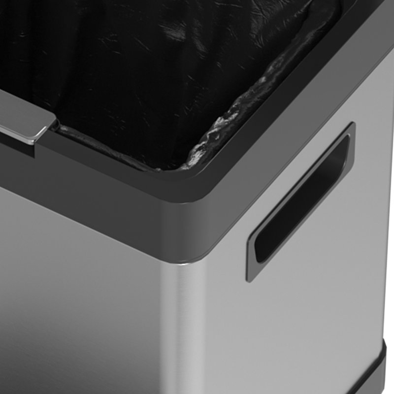 HOMCOM Dual Kitchen Bin, 20+14L Double Bin for Recycling and Waste, Stainless Steel Vertical Pedal Bin with Tilt Out Bin, Soft-Close Lid, Removable Inner Buckets and Handles, Silver
