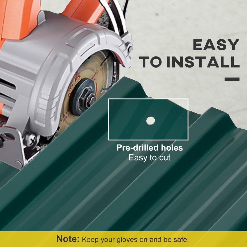 Outsunny Corrugated Roofing Sheets, Pack of 12, Galvanised Metal Roofing Sheets for Greenhouse, Garage, Storage Shed, Carport, 129 x 45cm, Green