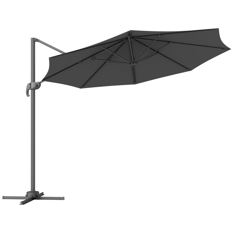 Outsunny 3 x 3(m) Cantilever Parasol with Cross Base, Garden Umbrella with 360 Rotation, Crank Handle and Tilt for Outdoor, Patio, Black