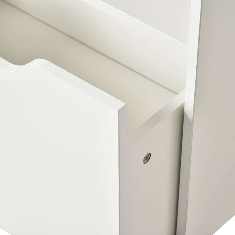 HOMCOM Kids Bookshelf with Storage Drawer, Childrens Bookcase with Wheels, Toy Organiser for Bedroom, Playroom - White