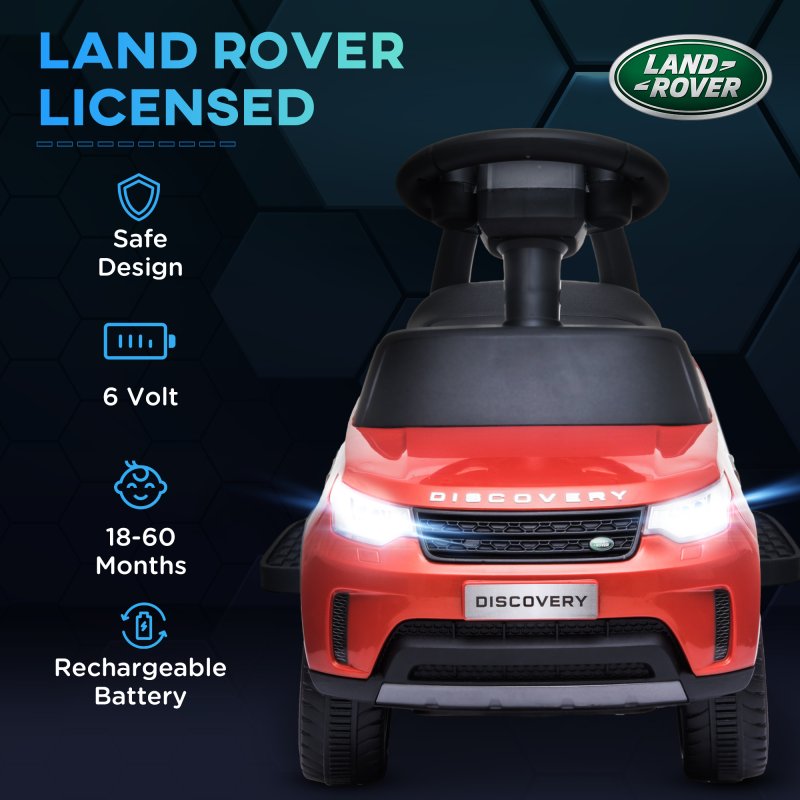 AIYAPLAY Land Rover Licensed 6V Kids Electric Ride On Car, 2-in-1 Sliding Car, Battery Powered Car with Headlights, Music, Horn, for 18-60 Months, Red