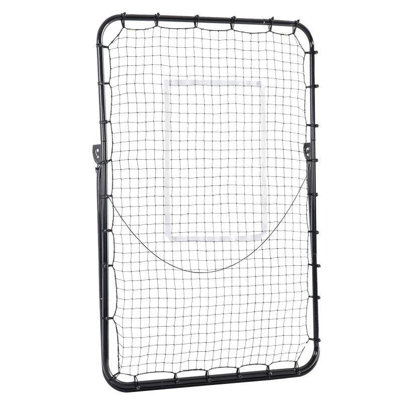 HOMCOM Foldable Football Rebounder Net, Large Football Goal Training Aid Soccer Kickback Target Zone Goal Play Adjustable Angles for  Kids & Adult Black