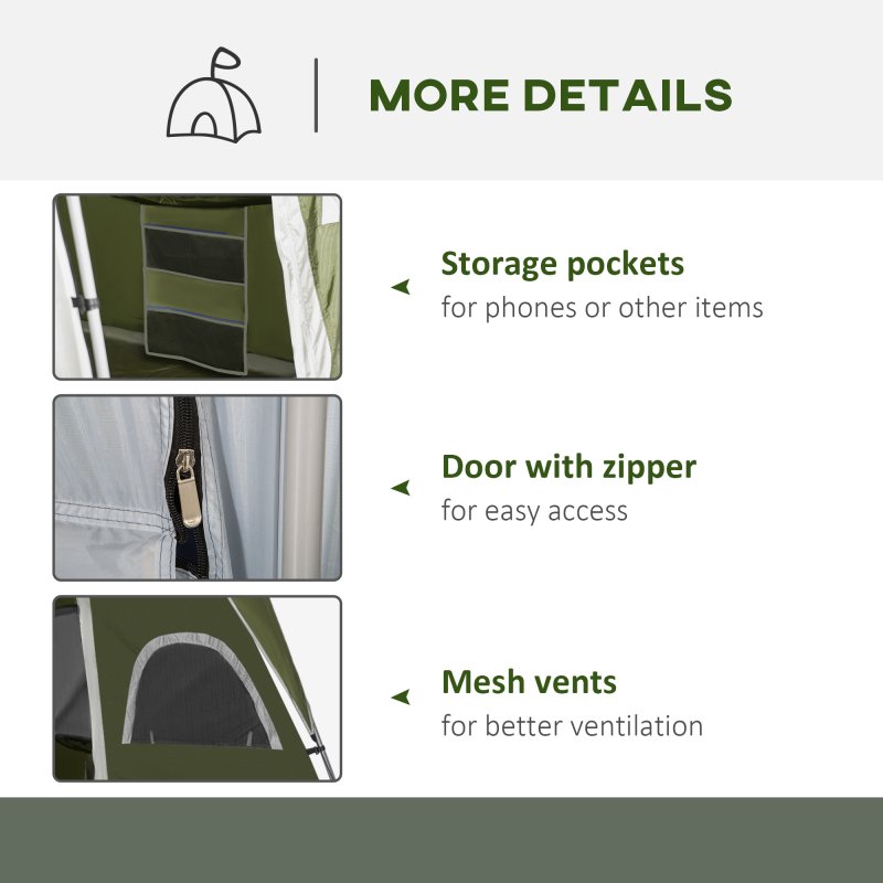 Outsunny 2 Room Camping Tent, Family Tent 4-8 Person with Large Mesh Windows, Easy Set Up for Backpacking Hiking Outdoor, Green