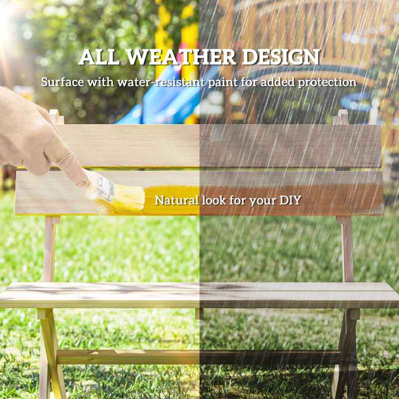 Outsunny 2 Seater Wooden Garden Bench, Fir Wood Outdoor Bench, Garden Loveseat with Slatted Seat, Sloping Back and Wide Feet for Patio, Park, Natural Wood Finish