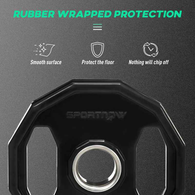 SPORTNOW Olympic Weight Plates Set, Metal and Rubber Bumper Plates Weights Discs with 2"/5cm Holes, for Home Gym Weight Lifting Strength Training, 2 x 10kg, Black