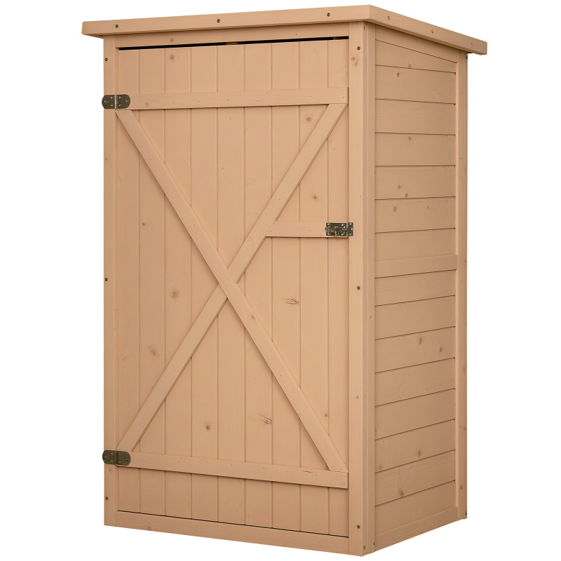 Outsunny Wooden Small Shed, Garden Storage Shed with Shelves and Bolt Latch, 75L x 56W x115H cm, Natural