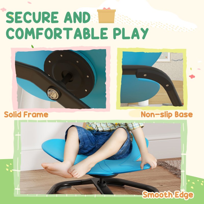 AIYAPLAY Sensory Spinning Chair for Kids, Butterfly-Shaped Swivel Chair for Balance and Coordination Training, Multi-Position Spinning Seat with Non-Slip Base, Blue