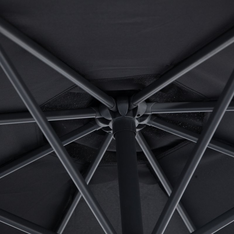 Outsunny 3(m) Garden Cantilever Parasol Patio Banana Hanging Umbrella Sun Shade with Crank and Tilt, 8 Ribs and Cross Base, Black
