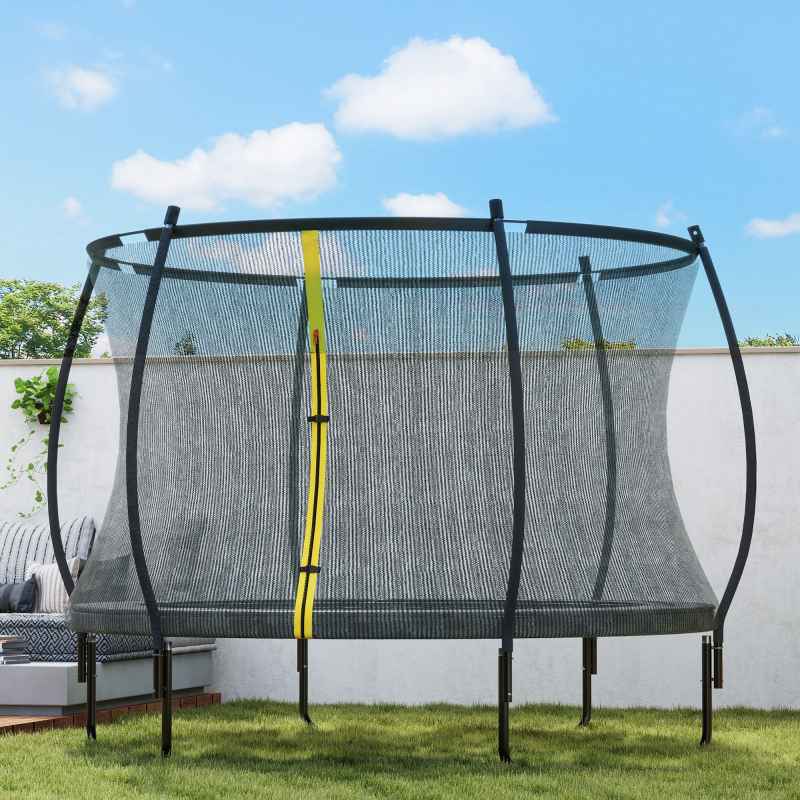 SPORTNOW 10ft Trampoline with Enclosure Net, Spring Cover, Outdoor Trampoline Garden Jumping Mat, Black