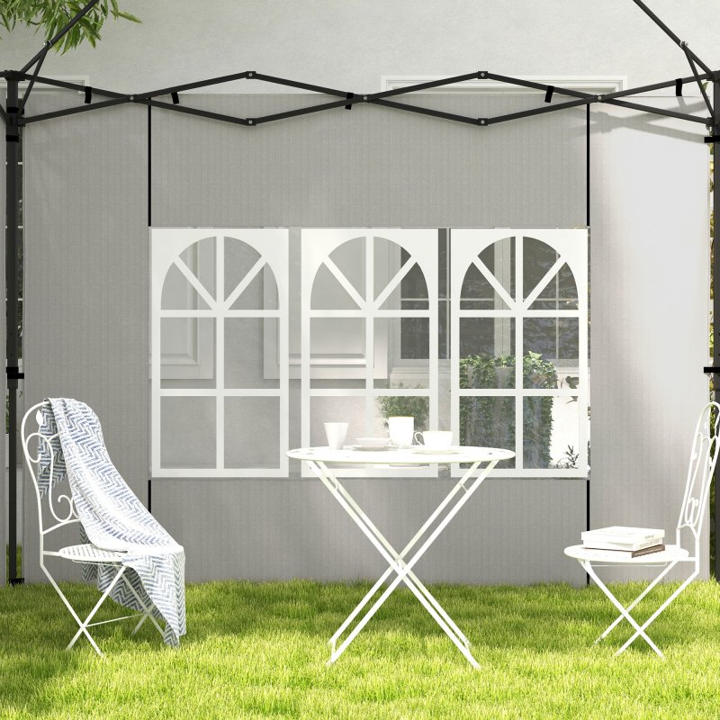 Outsunny Gazebo Side Panels with Window for 3x3(m) or 3x6m Gazebo Canopy, 2 Pack Sides Replacement, White