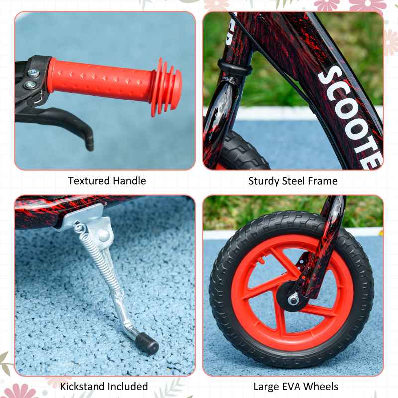 AIYAPLAY Kids Scooter, Big Wheel Kick Scooter with Adjustable Height Handlebar, Non-slip Footplate, Rear Brake, Kickstand, for Kids 6-12 Years Old, Red