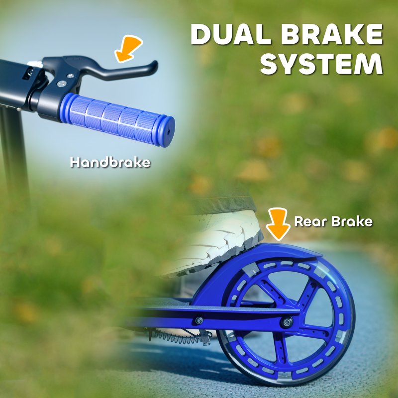 AIYAPLAY Scooter for Ages 3-8 Years, Folding Kick Scooter with Adjustable Handle, Two Light Up Wheels, Handbrake, Rear Brake, Blue