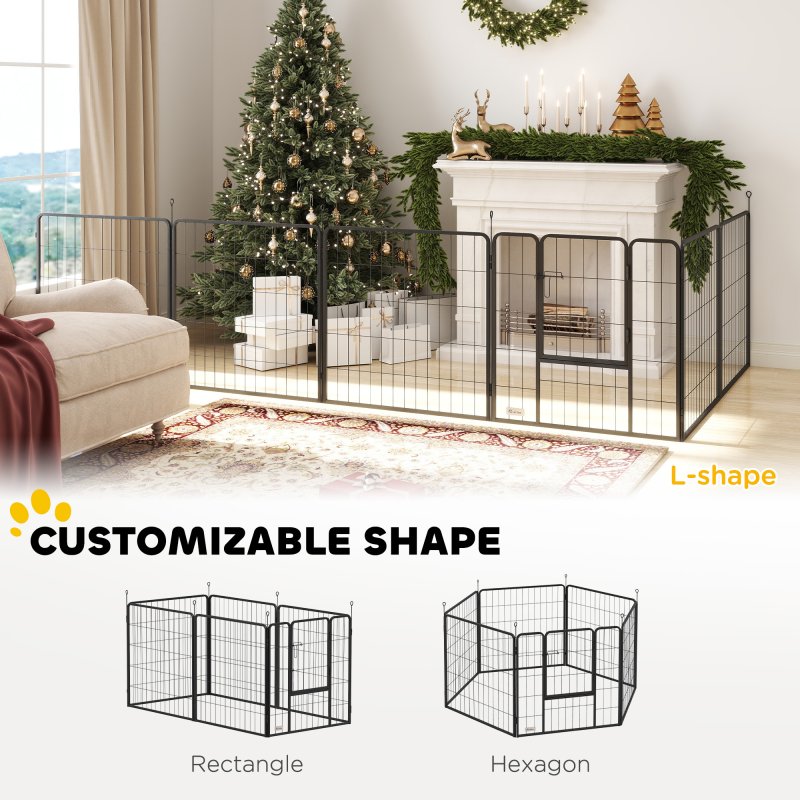 PawHut Dog Pen 6 Panels Puppy Pen Heavy Duty Pet Playpen for Indoor Outdoor for Dogs, Rabbits, Ducks 80cm High