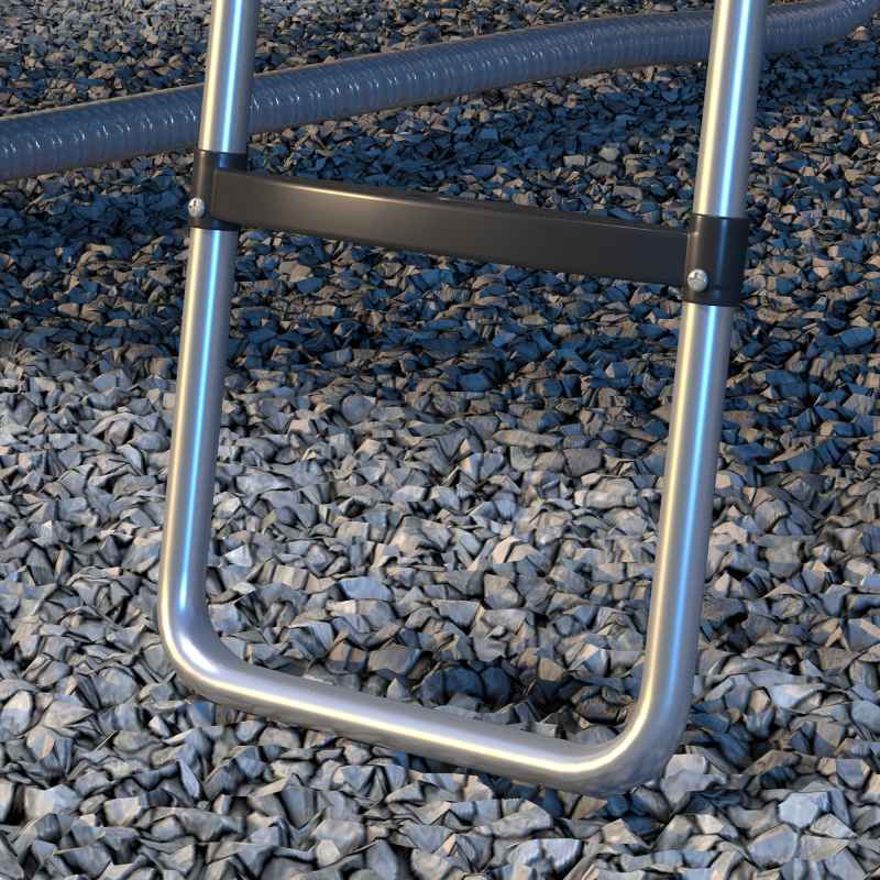 SPORTNOW Galvanised Steel Trampoline Ladder, 2 Steps/3 Steps Outdoor Trampoline Accessories for 6ft, 8ft, 10ft, 12ft, 13ft, 14ft, 16ft Trampoline, 97L x 32Wcm, Silver Tone