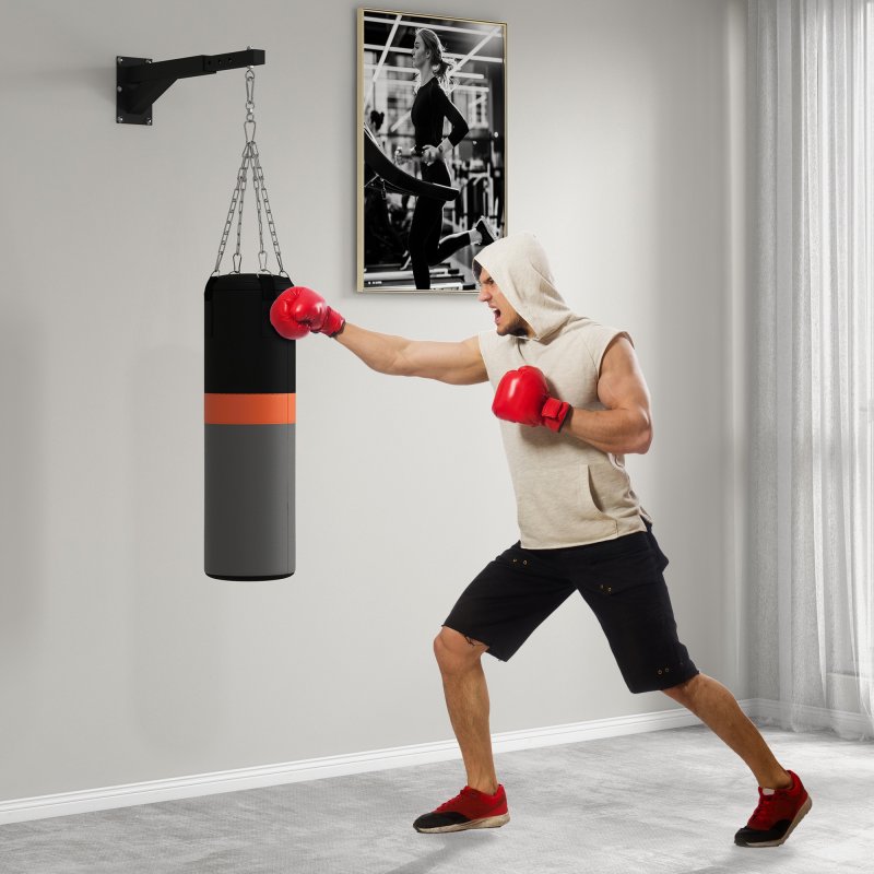 SPORTNOW Punch Bag Bracket, 5-Length Adjustable Boxing Bag Bracket, Heavy Duty Punch Bag Wall Bracket, for Home Gym, Kickboxing, Muay Thai, Punching Training