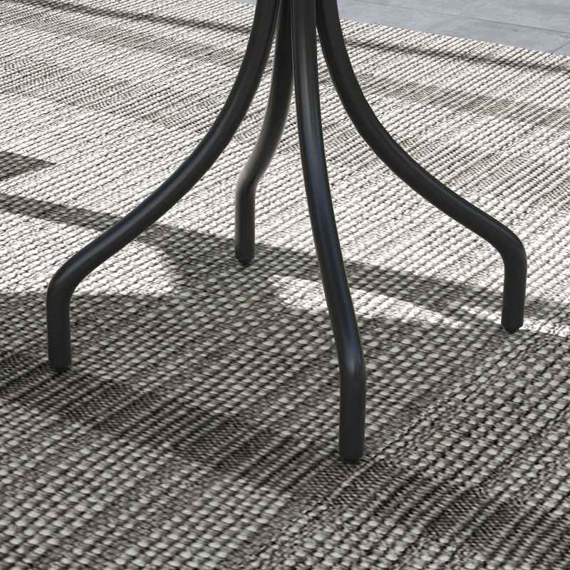 Outsunny 66cm Garden Side Table, Round Bistro Coffee Table, Outdoor Patio Table with Steel Frame and Slat Tabletop for Balcony and Porch, Brown Wood Grain