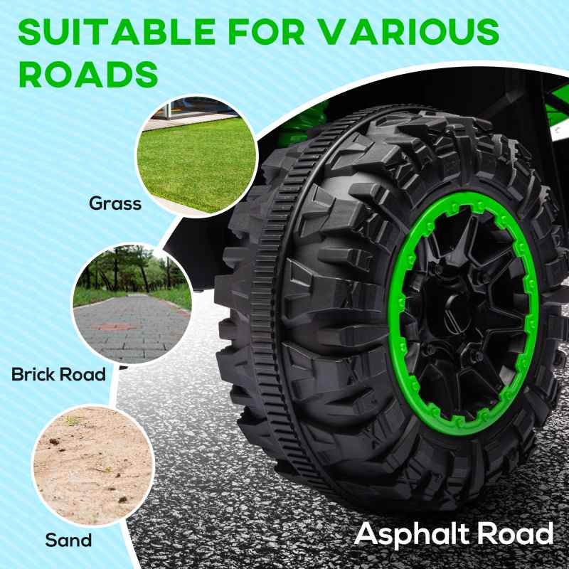 HOMCOM 12V Electric Quad Bike for Kids Ride On Car Toy, with Forward Reverse Functions, LED Headlights, Music, for Ages 3-5 Years - Green