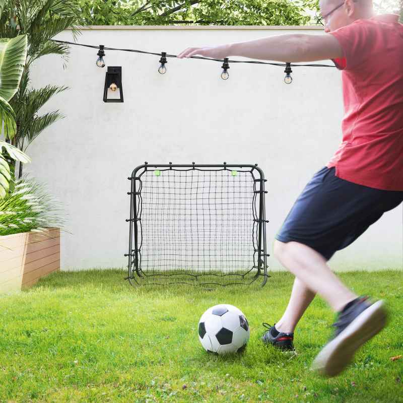 HOMCOM Double-Sided Football Rebounder Net, Football Rebound Net Target Goal with Five Adjustable Angles, Black