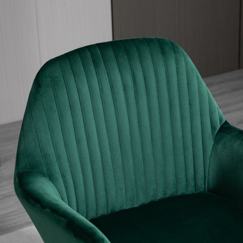 HOMCOM Modern Accent Chair, Velvet-Feel Fabric Upholstered Armchair with Metal Base for Living Room, Green