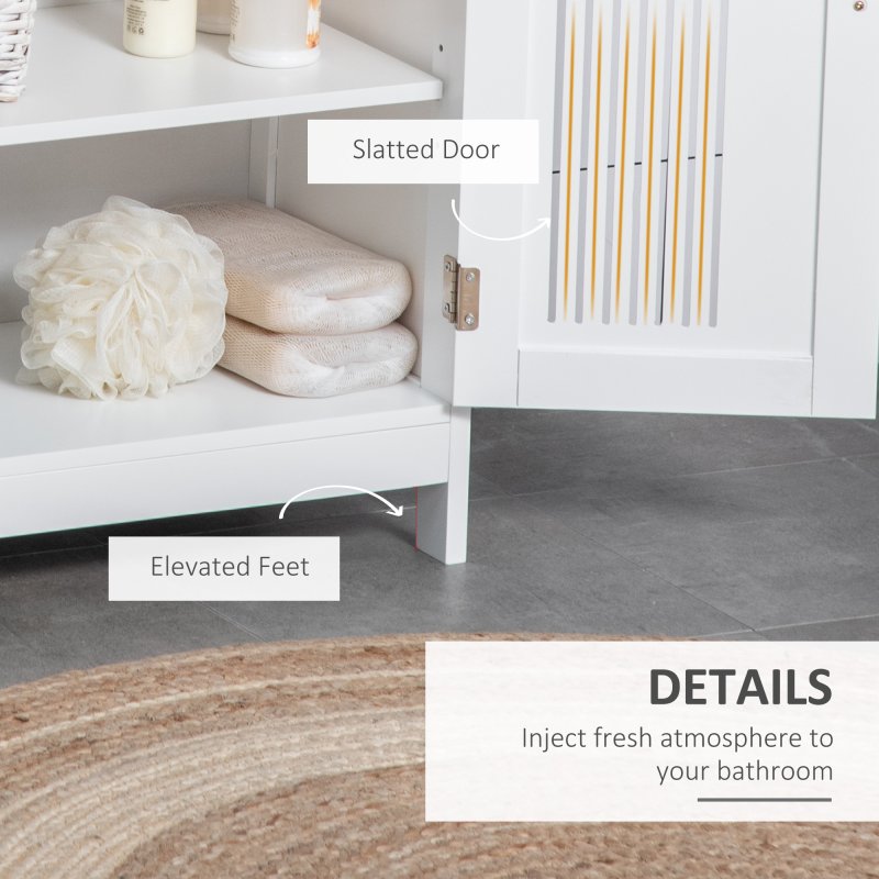 kleankin Narrow Bathroom Cabinet, Slim Bathroom Storage Unit with Adjustable Shelves, Freestanding Storage Cupboard 60 x 30 x 80 cm