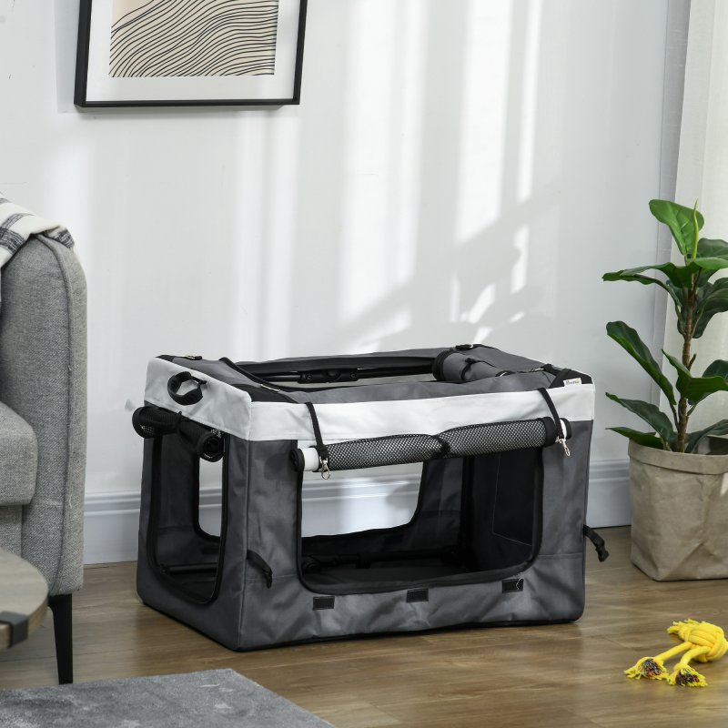 PawHut Dog Pram Dog Stroller Pet Pushchair with Detachable Carrier Soft Padding, Safety Leashes, for Mini and Small Dogs - Grey