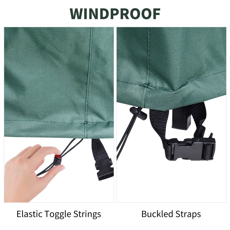 Outsunny Garden Patio Large Furniture Set Round Cover 600D Oxford Waterproof, ??193 x 80H cm, Green