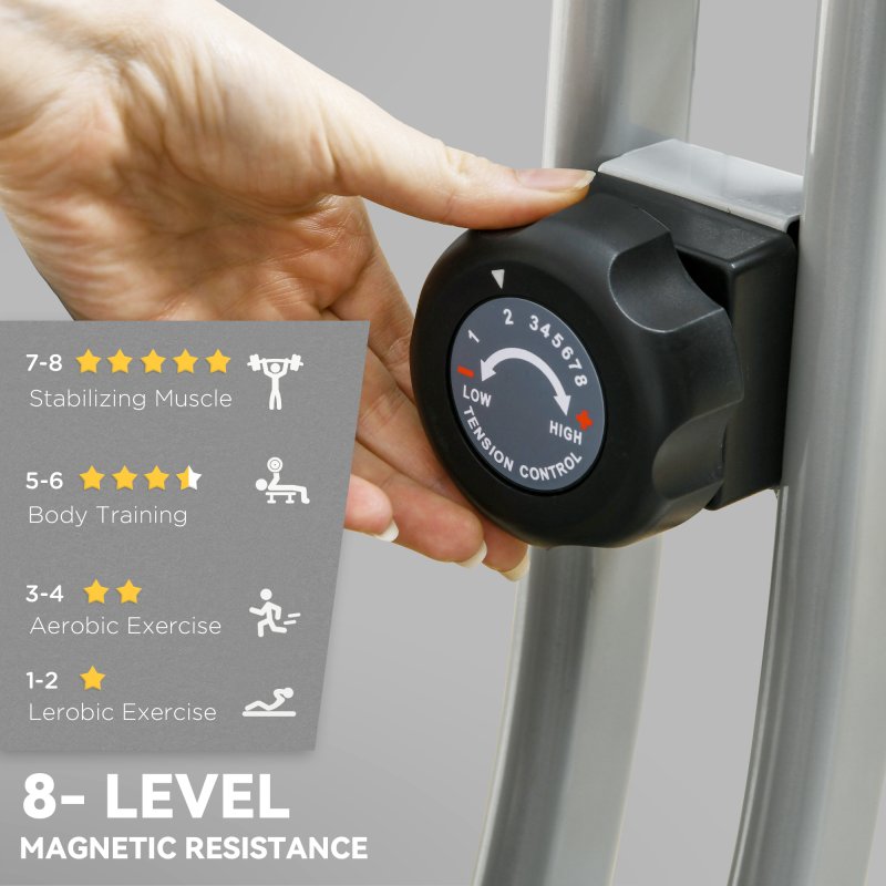 SPORTNOW Folding Exercise Bike, Quiet Stationary Bike with 8-Level Magnetic Resistance, Heart-Rate Sensor, Adjustable Seat and Wheels for Home Gym Workout, Black and Grey