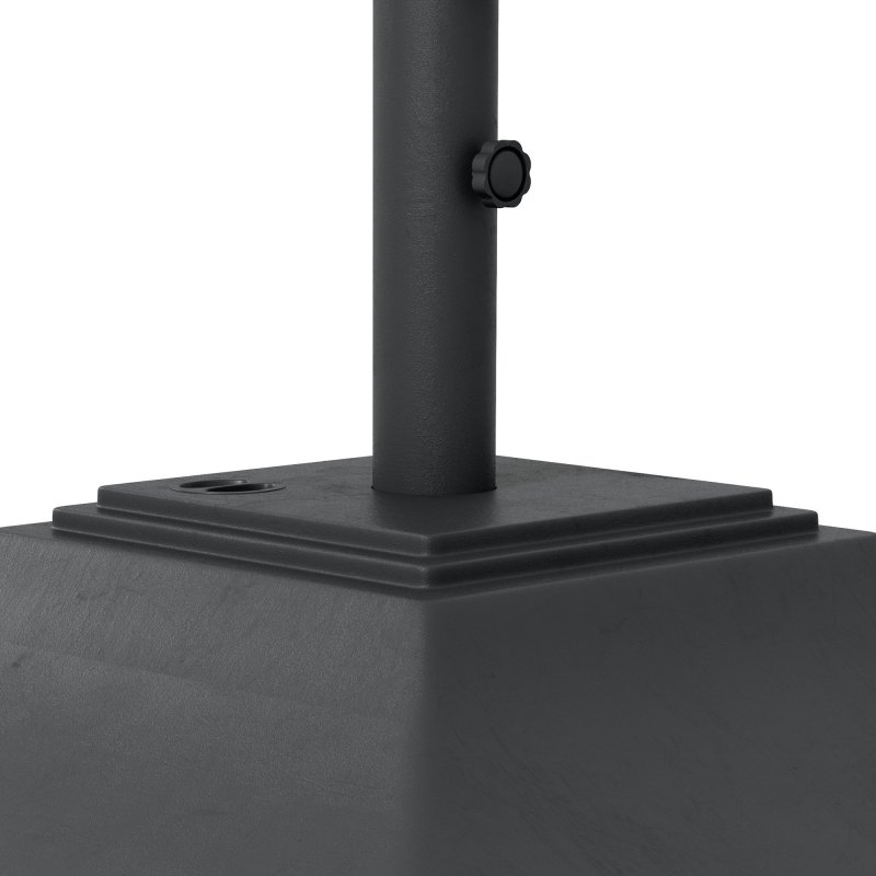 Outsunny Square Parasol Base with Wheels, 45kg Water or 60kg Sand Filled, Heavy Duty HDPE Umbrella Stand with Double Adjustable Knob, Fillable Parasol Stand for 38mm and 48mm Poles, Black