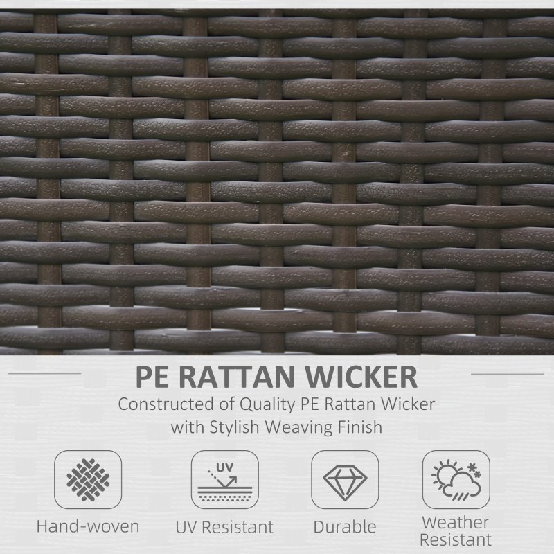 Outsunny 2 Pieces Outdoor PE Rattan Dining Chairs Set with Cushion, Garden Armchair with Armrests, High Backrest, Metal Frame Patio Wicker Furniture, Coffee