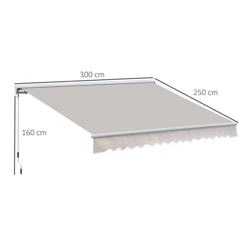 Outsunny 3 x 2.5m Electric Garden Door Awning Half Cassette Outdoor Retractable Canopy Patio Shelter w/ Remote Controller Cream White