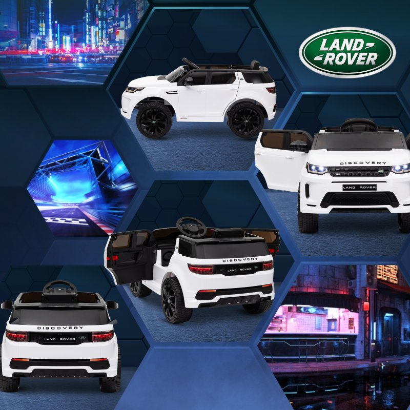 AIYAPLAY Land Rover Discovery Sport Licensed Kids Electric Car, 12V Ride on Car with Remote Control, LED Lights, Music, Horn, for Ages 3-6 Years, White